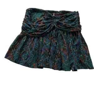 Free People Saturday Sun Mini Skirt Sz 10 Who Is She Combo Teal Snake Print Boho